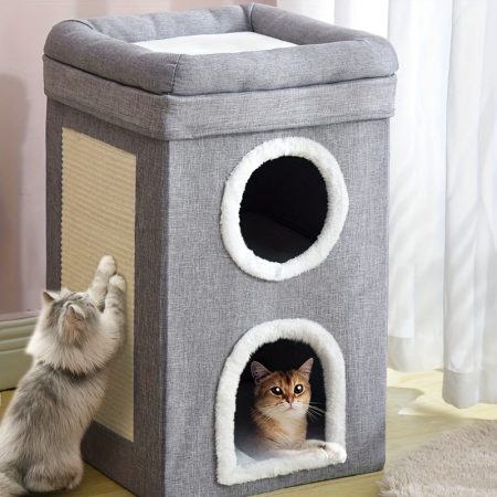 Cat Bed Winter Warmth Removable and Washable Fully Enclosed Easy to Clean Large Size Foldable Four Seasons Pet Cat Bed