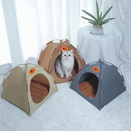 Summer Outdoor Pet Tent, Foldable Enclosed Nest - Cat Tent, Dogs Pet House with Removable Cushion, for Small Medium Pets Up To 22 Lbs Indoor