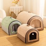 1pc Lodge Style Nylon Pet House, Four Season Enclosed Dog Tent, Warm and Secure Cat Bed with Detachable Washable Bedding, Indoor/Outdoor Use