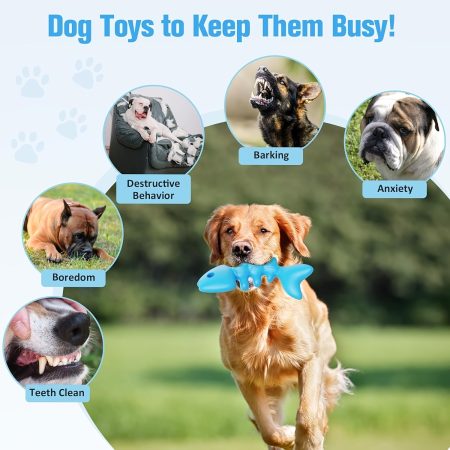 Indestructible Dog Toys For Large Breeds, Dog Chew Toys For Aggressive Chewers, Tough Nylon Fish Bone Dog Chew Toys, Real Bacon Flavored Dog Toys To Keep Them Busy