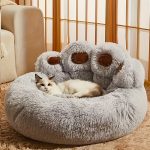 1pc Luxury Plush Cat Bed with Cozy Bear Paw Design, Comfortable Pet House Sofa for Cats and Small Dogs - Nylon Material with Non-Skid Bottom, Pet Cushion with Unique Filling - For Cat & Small Dog Owners - Perfect for Indoor Use - Ideal Gift for Pet Lovers